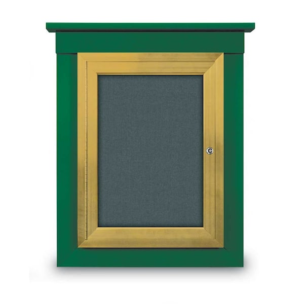 60"x48" 2-Door Enclosed Letterboard, Header, White Vinyl/Cherry
